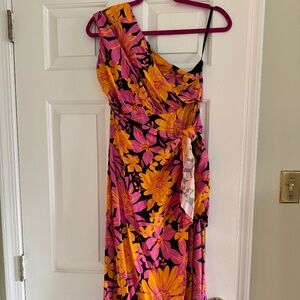Floral one-shoulder midi dress